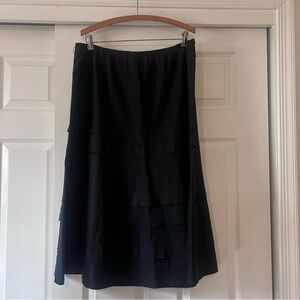 REQUIREMENTS Black Linen Midi A-line Skirt
